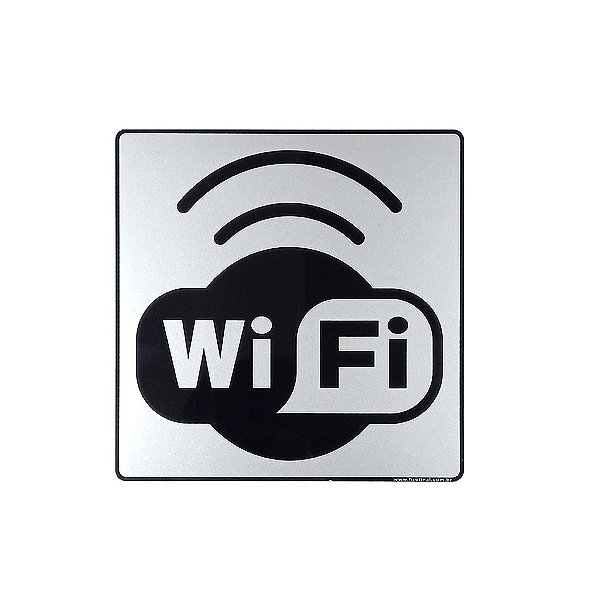 Placa Acrilica Sinalização para Zona WiFi 15x15 Autoadesiva