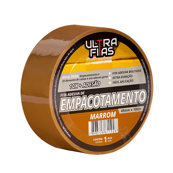 Fita Adesiva Acrilica Empacotamento 45 mm X 100 Metros - Marrom