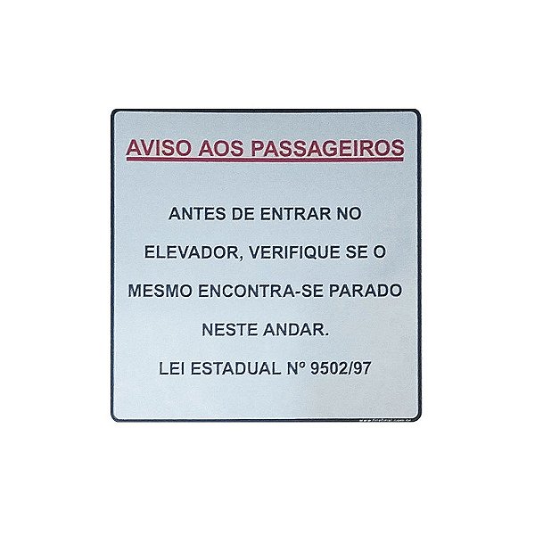 Placa Aviso Passageiros 15x15 - Acrílico