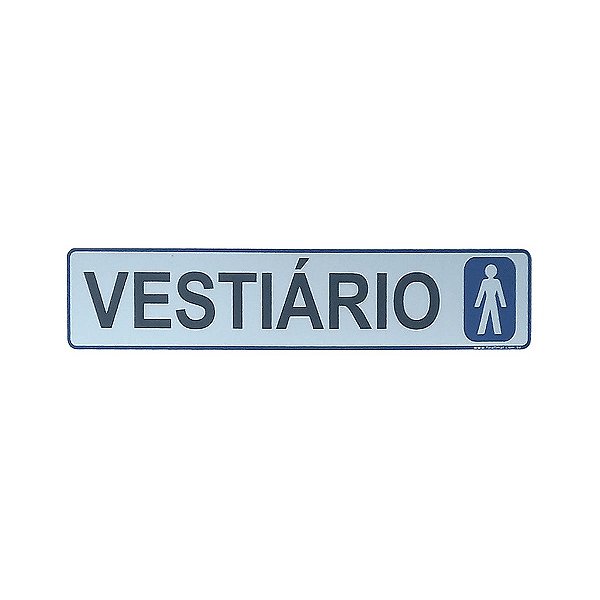 Placa Azul  Vestiário 25 x 5 - Acrílico