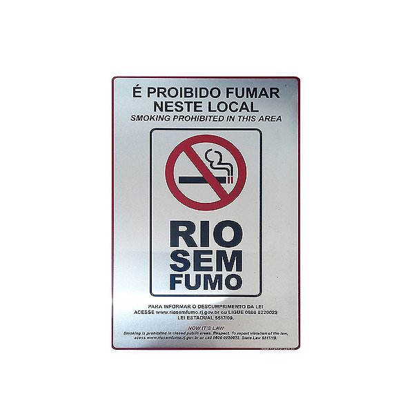 Placa Proibido Fumar Rio 15x23 - Acrílico