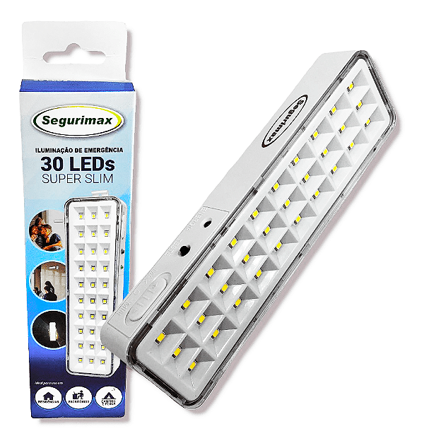 Luminária de Emergência 30 LEDs Super Slim
