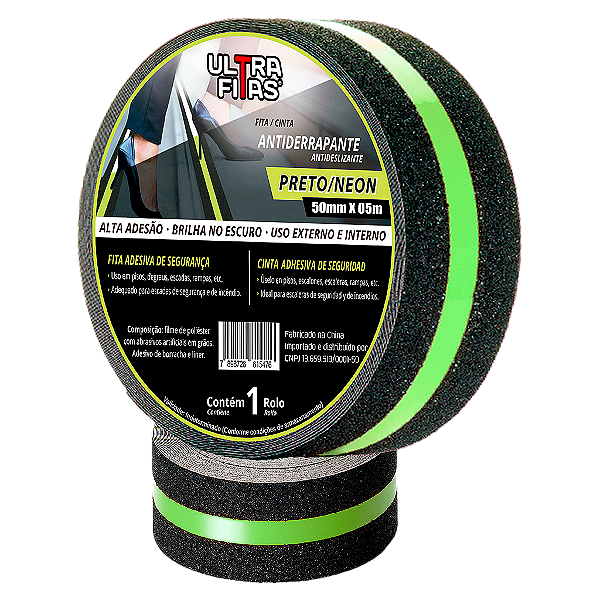 Faixa Fita Lixa Adesiva Antiderrapante 50 mm X 05 metros - Faixa Fotoluminescente - Vagalume