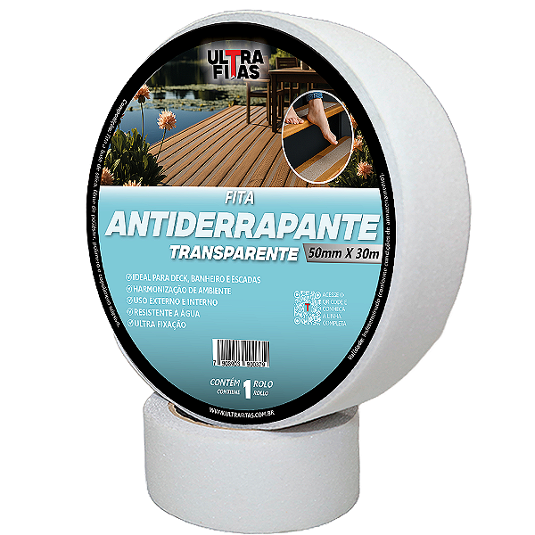 Faixa Fita Lixa Antiderrapante Adesiva 50 mm X 30 metros - Transparente
