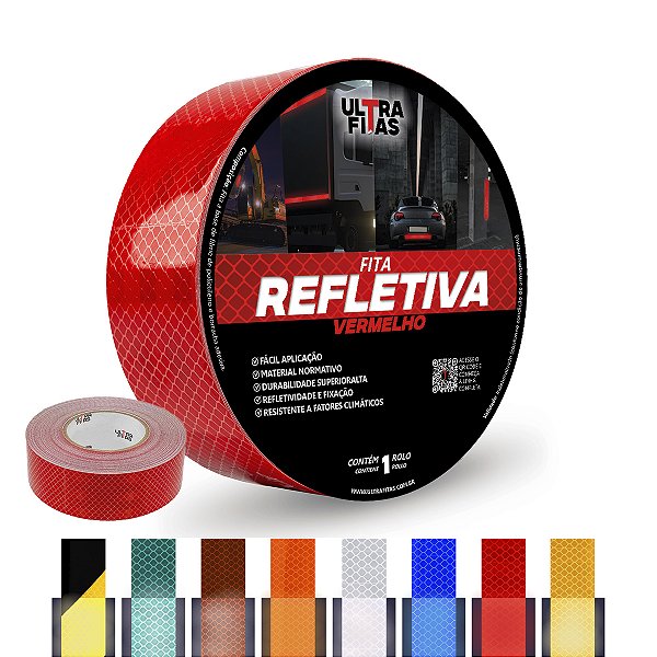 Fita Adesiva Refletora Prismática Auto 50 mm X 05 metros - Vermelha