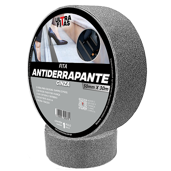 Fita Faixa Lixa Antiderrapante 50 mm X 30 Metros - Cinza