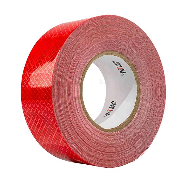 Fita Adesiva Refletiva Prismática Auto 50 mm X 15 Metros - Vermelha