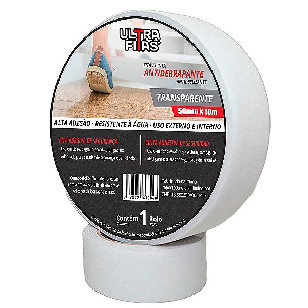 Faixa Fita Lixa Antiderrapante Adesiva 50 mm X 10 metros  Transparente