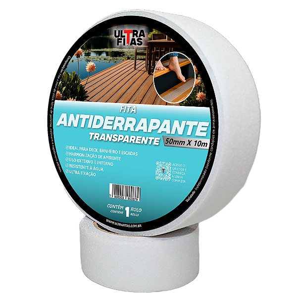 Faixa Fita Lixa Antiderrapante Adesiva 50 mm X 10 metros Transparente