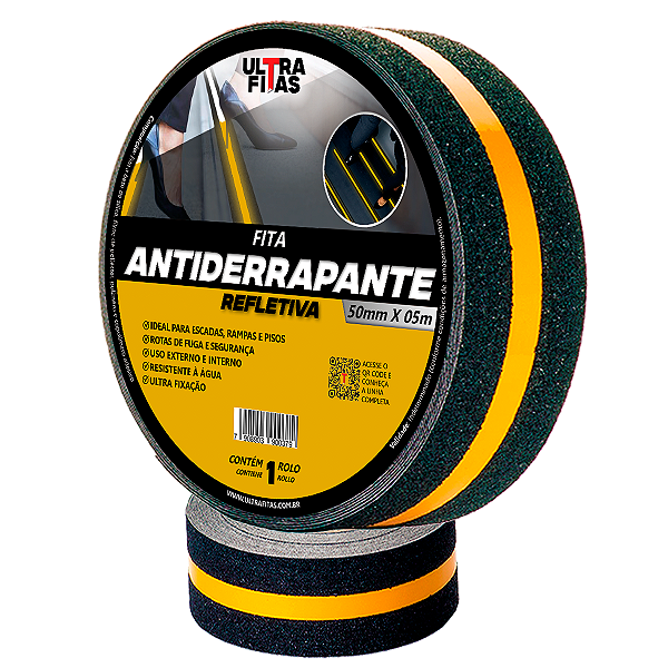 Fita Faixa Lixa Antiderrapante 50 mm X 05 Metros - Refletora