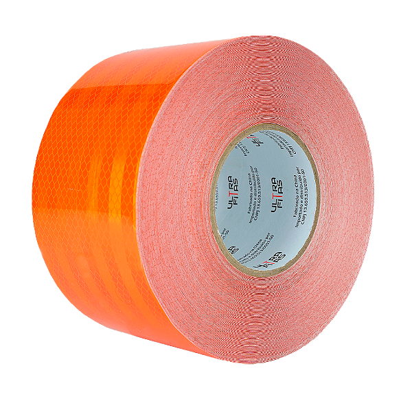 Fita Adesiva Refletiva Prismática Auto 100 mm X 15 Metros - Laranja