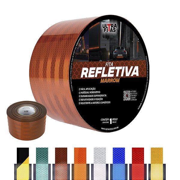 Fita Adesiva Refletiva Prismática Auto 100 mm X 15 Metros - Marrom