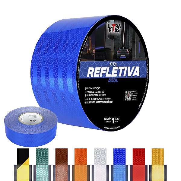 Fita Adesiva Refletiva Prismática Auto 100 mm X 20 Metros - Azul
