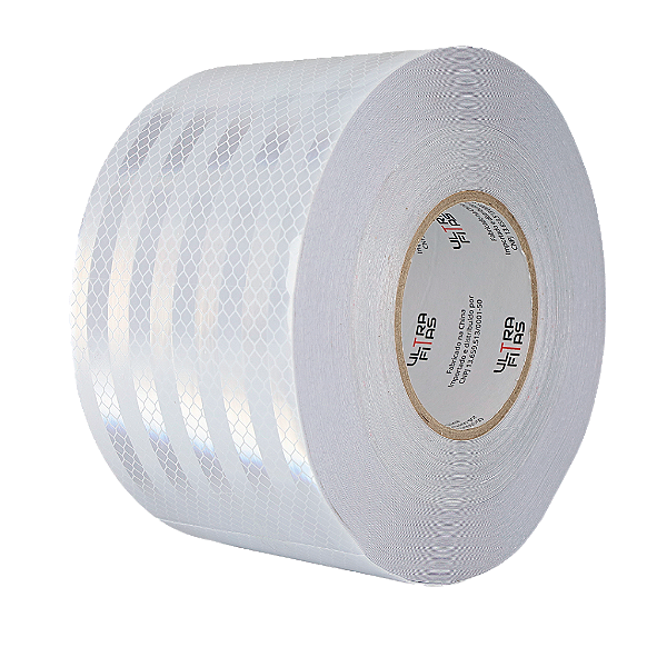 Fita Adesiva Refletiva Prismática Auto 100 mm X 20 Metros - Branca