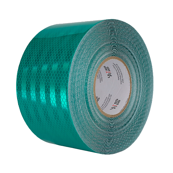Fita Adesiva Refletiva Prismática Auto 100 mm X 02 Metros - Verde