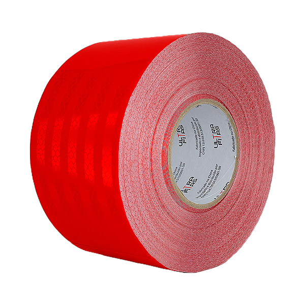 Fita Adesiva Refletiva Prismática Auto 100 mm X 02 Metros - Vermelha