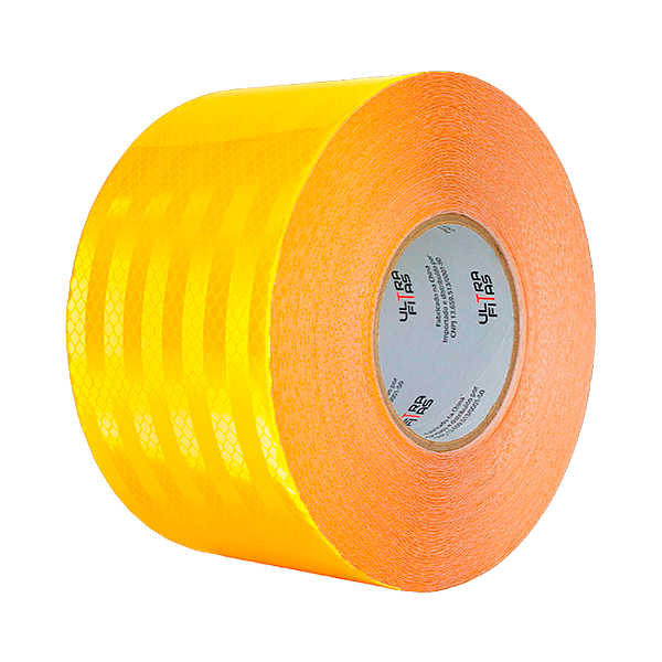 Fita Adesiva Refletiva Prismática Auto 100 mm X 10 Metros - Amarela