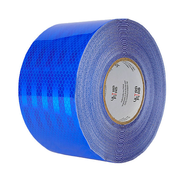 Fita Adesiva Refletiva Prismática Auto 100 mm X 15 Metros - Azul