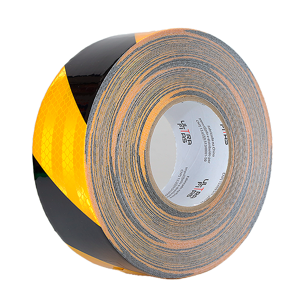 Fita Adesiva Refletiva Prismática Auto 50 mm X 30 Metros - Listrada (Amarela e Preta)