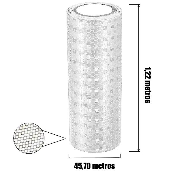 Bobina Fita Adesiva Refletiva Prismática Auto 1,22m X 45,70 m - Branca - Engenharia