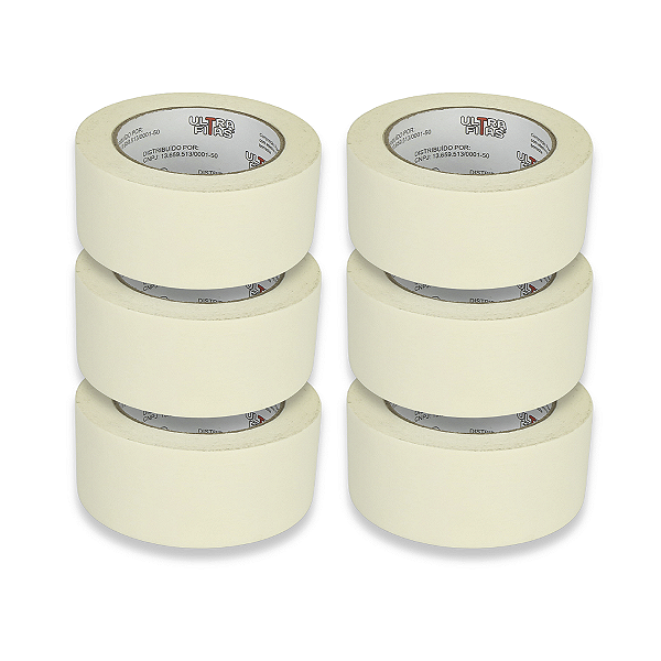 Kit 6 Fitas Crepe 48mm X 50m - Bege