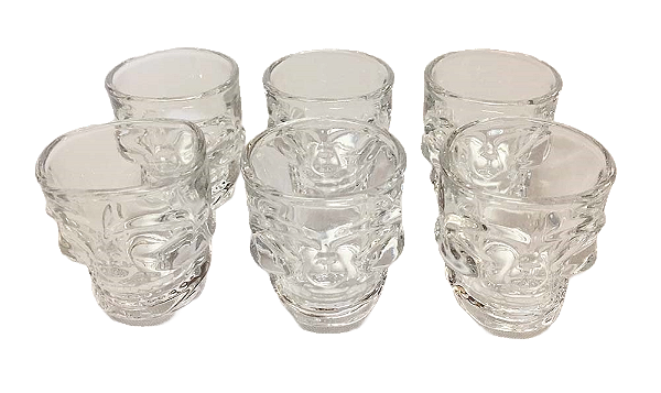 Copos para Shot Caveira - 45ml - Kit com 6 peças