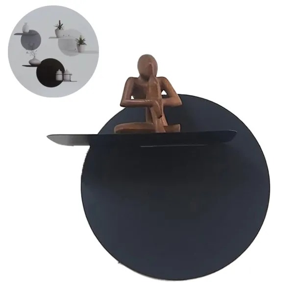 Prateleira Decorativa Redonda PO 30 cm MDF e Metal