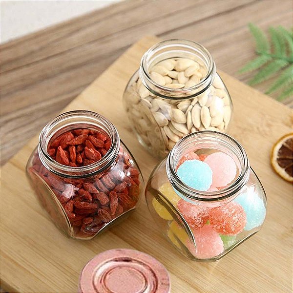 Porta Tempero Baleiro de Vidro Jogo 3 Peças de 180 ml