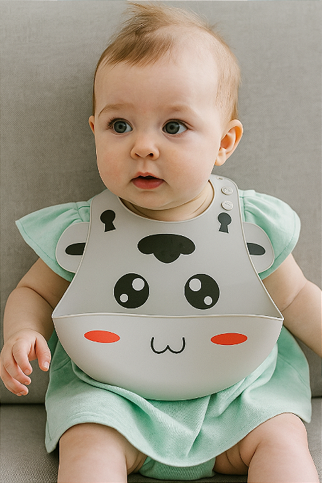 Babador de Silicone Com Pega Migalhas Animais CI