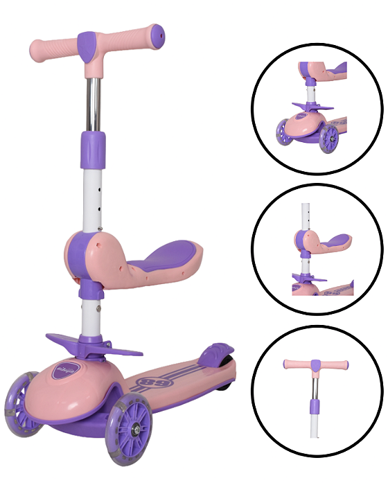 Patinete para Criança 3 rodas LED + Capacete Brinde