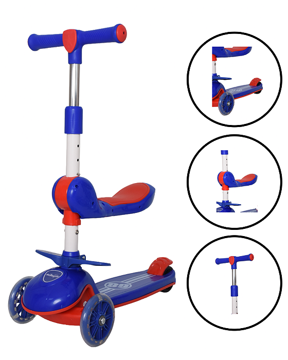 Patinete para Criança 3 rodas LED + Capacete Brinde