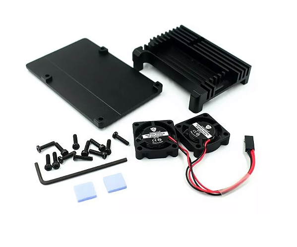 Case Metal Alumínio Raspberry Pi 4 com Cooler