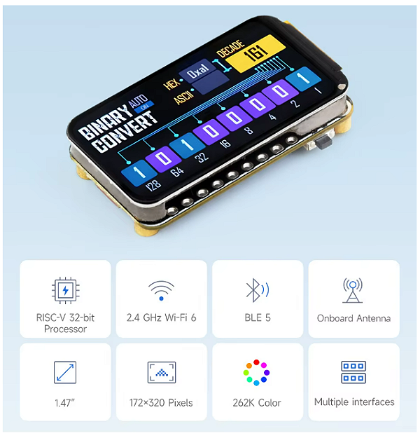 ESP32-C6 display lcd1.47 Polegadas  wifi 6 & bluetooth