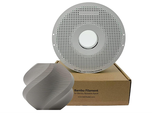 FILAMENTO PLA CINZA C/ CARRETEL REUTILIZÁVEL 1KG 1.75MM BAMBULAB
