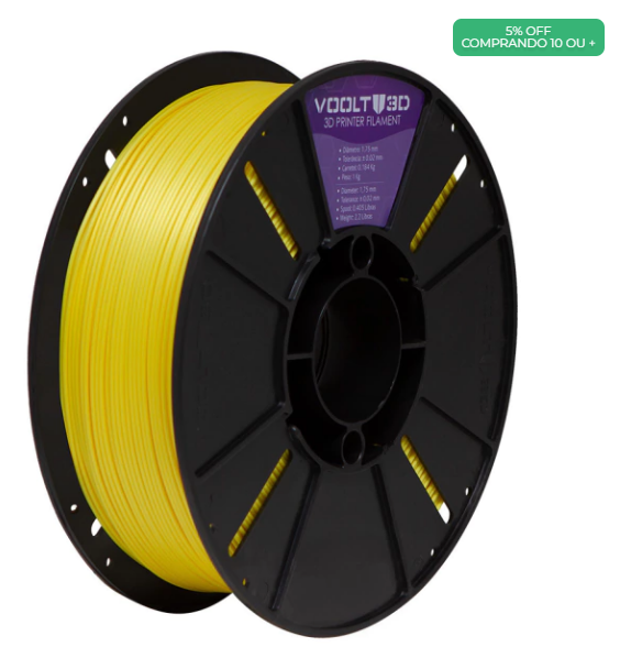 Filamento PLA Amarelo V-Silk High Speed Premium - 1Kg