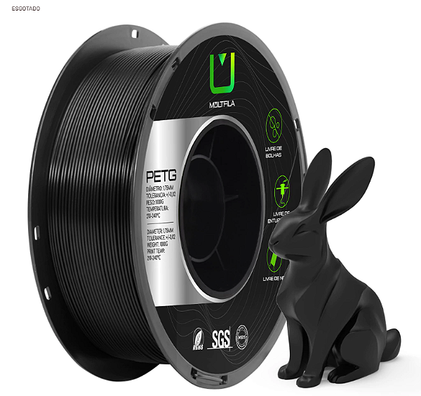 Filamento Petg Preto 1kg Para Impressora 3d 1.75mm