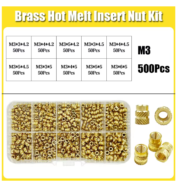 porcas de inserção roscadas de latão M3 (unitario)