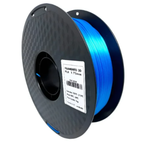 Filamento PLA Silk Azul Azure 1kg 1.75mm Para Impressora 3D Efeito Brilhante