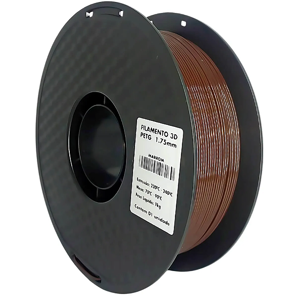 Filamento PETG Marrom 1kg 1.75mm para Impressora 3D Alta Resistência