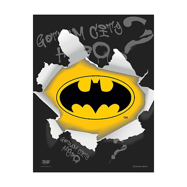 Placa Slim Metal Batman Gotham City Hero - DC Comics 26x20cm