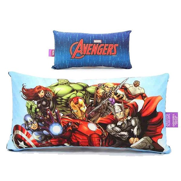 Almofada Fibra Avengers Azul Marvel 20x40cm