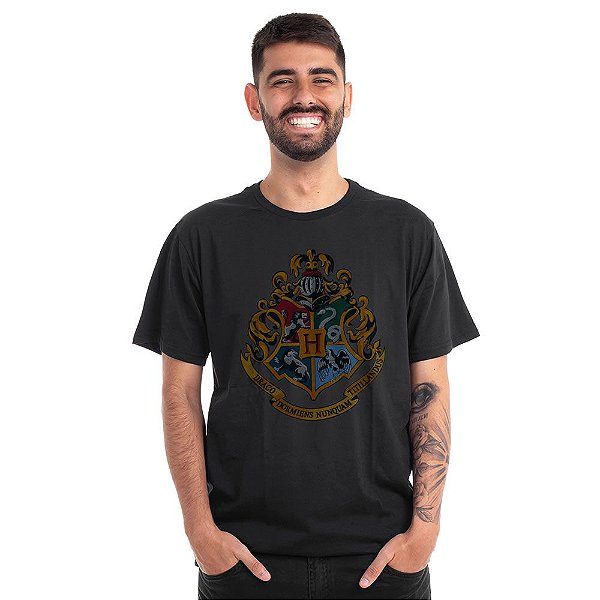 Camiseta Logo Casas de Hogwarts Harry Potter