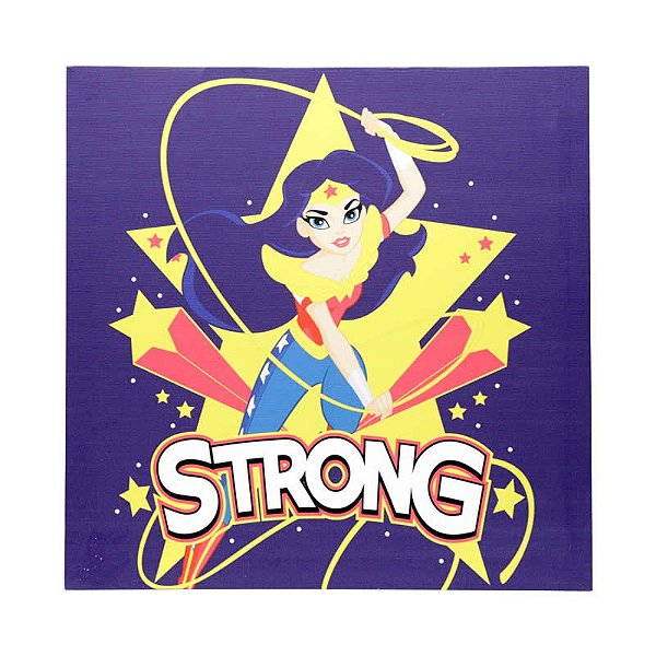 Quadro em Tela Mulher Maravilha Strong - 28 x 1,5 x 28cm