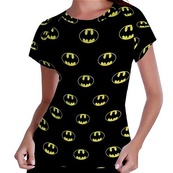 Camiseta Feminina Símbolo Batman BLACK Dc Comics Full Art - Super Geek - A  Loja do Super Fãnático