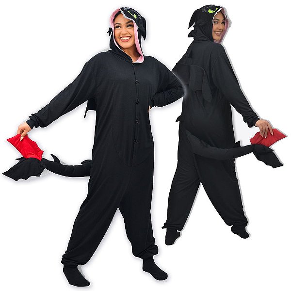 Macacão Kigurumi Verão Dragão Preto