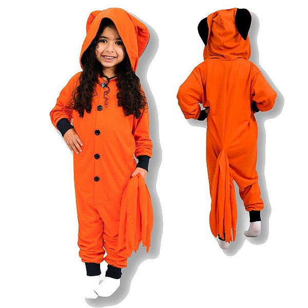 Macacão Kigurumi Spring Raposa Kurama Naruto Infantil