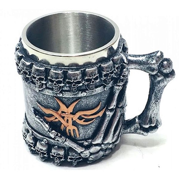 Caneca Térmica 3D Caveira Medieval Símbolos 400ml