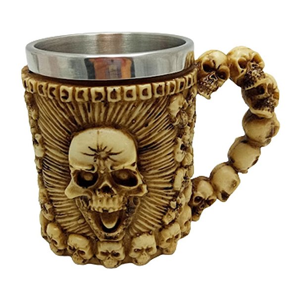 Caneca Térmica 3D Grito Caveira Medieval 450ml