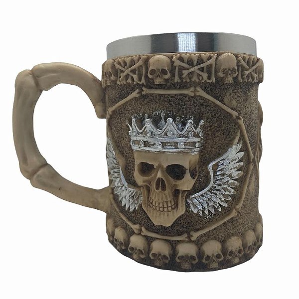 Caneca Térmica 3D Rei Caveira Arcanjo Medieval 450ml