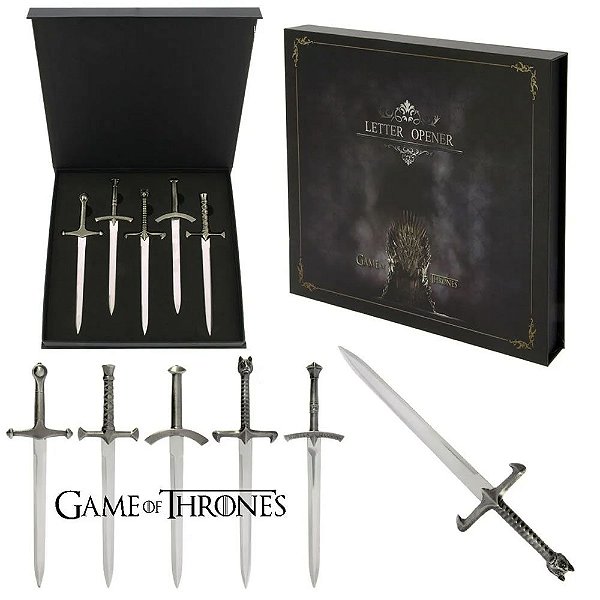 Conjunto 5 Espadas Adagas Metal Casas Game of Thrones
